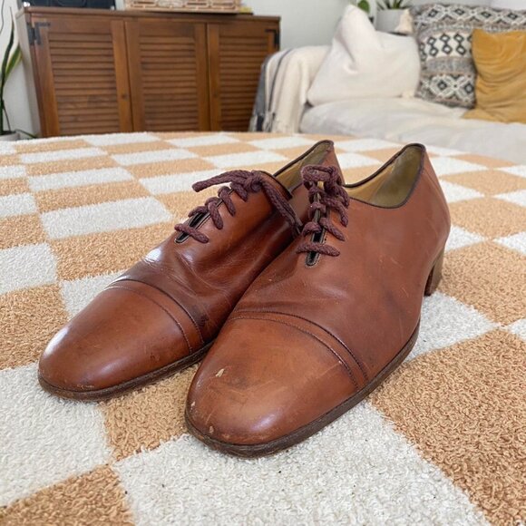 RICHARDS HANDCRAFTED LACE UO OXFORDS DRESS SHOE BROWN MADE IN ITALY TAN SIZE 7 M main image 4